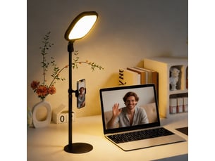 Lampe de bureau led avec support pour téléphone, 5 couleurs d'éclairage et 10 niveaux de luminosité, noire