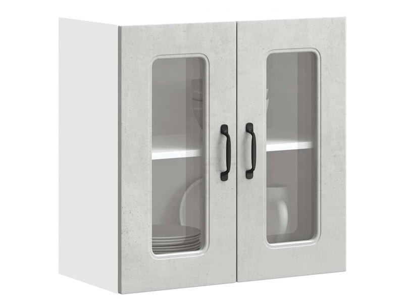 Armoire murale de cuisine avec porte en verre kalmar gris béton shl434 - Conforama D