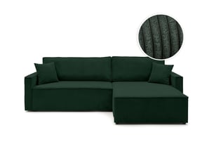 Canapé d'angle réversible convertible LOUNGITUDE FARAH 5 places Velours côtelé Vert foncé
