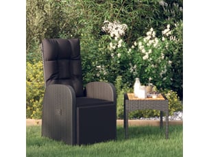 Chaise inclinable de jardin et coussin résine tressée noir