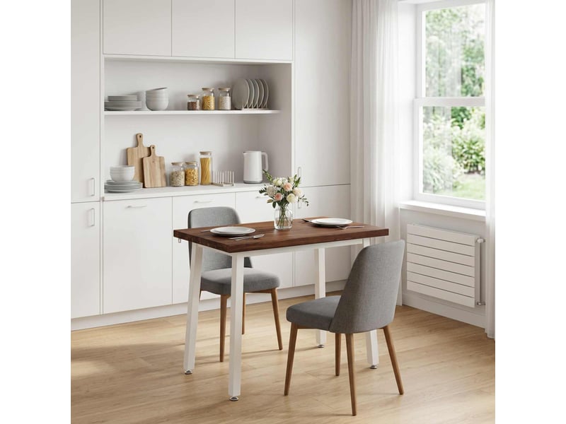  Table à manger moderne 110x55x75 cm bois d'acacia massif marron foncé et blanc shl90087  - Conforama C