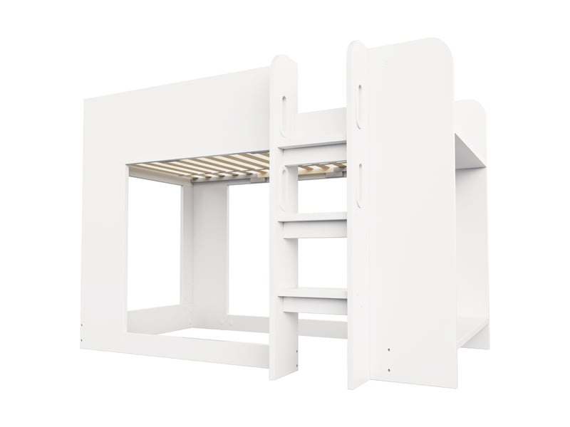  Lit superposé enfant 90x200 cm - avec barrières de sécurité - avec échelle - avec compartiments de rangement - blanc (matelas non inclus)  - Conforama W