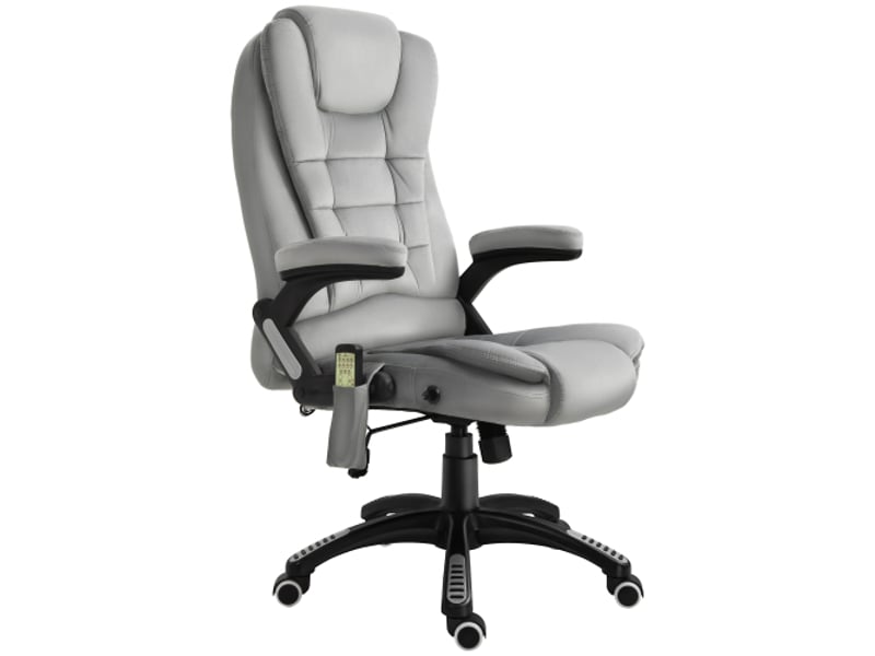  Chaise de bureau ergonomique grise avec massage, réglable en hauteur, roulettes pu, confort optimal  - Conforama A