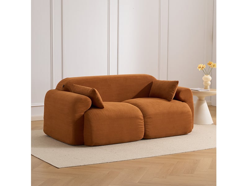  Canapé 2 places modenvie en velours côtelé marron caramel 186 x 95 x 76 cm  - Conforama B