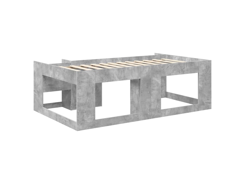  Cadre de lit pour enfants - lit jeune avec rangement gris béton 90 x 200 cm  - Conforama E