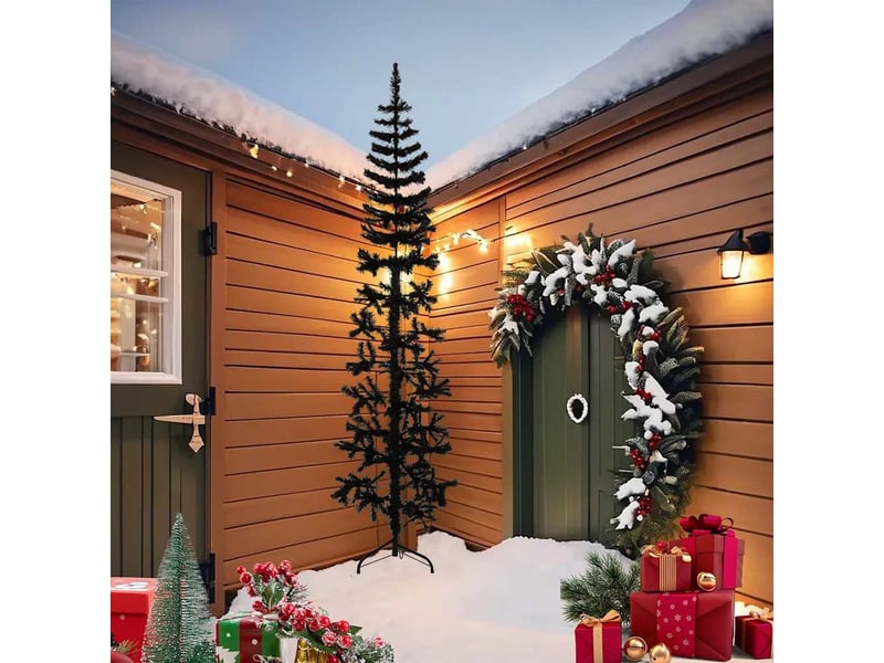  Demi sapin de noël, arbre de noël artificiel mince avec support noir 240 cm  - Conforama A