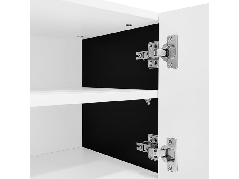  Meuble tv 190 cm noir et blanc 3 portes 2 tiroirs pour écran 50-59 pouces  - Conforama E