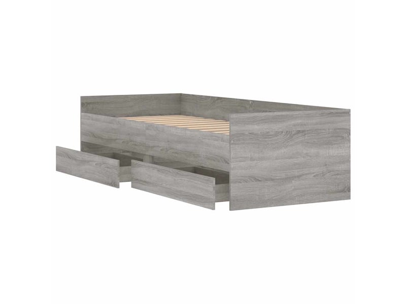 Lit simple- lit adulte -  cadre de lit avec tiroirs sans matelas sonoma gris 100x200 cm  - Conforama D
