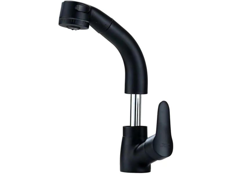  Salle de bain single handle lavabo coulissant robinet froid chaud accessoires de salle de bain, noir  - Conforama A