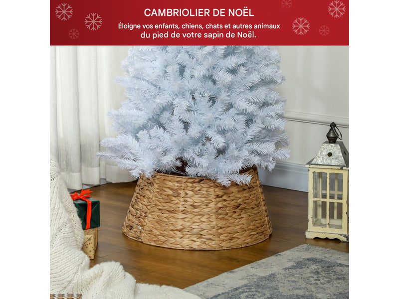  Cache-pied de sapin de noël en jacinthe d'eau et métal d60 x h28 cm  - Conforama D
