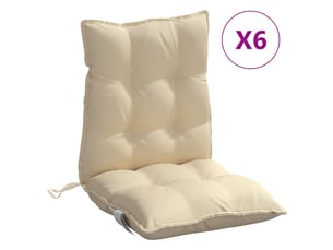 Lot de 6 coussins d'extérieur, coussins de chaise beige 100 x 50 x 7 cm cf56430