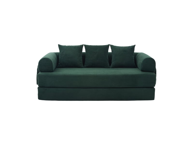  Canapé compression lounger émeraude set 3 coussins cadre métal poches latérales  - Conforama A