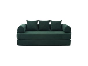 Canapé compression lounger émeraude set 3 coussins cadre métal poches latérales