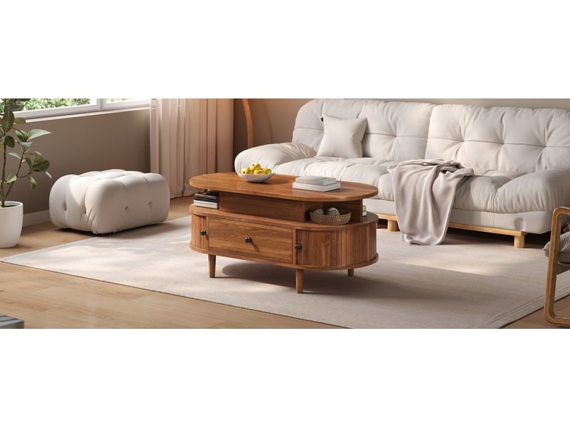  Table basse relevable avec rangement 105 cm mdf homvra  - Conforama B