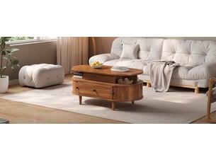 Table basse ovale coloris bois foncé HOMVRA - 50 cmx105 cm