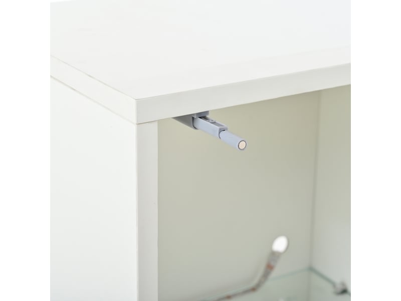  Ensemble meuble tv blanc brillant 3 pièces avec led, pour téléviseur jusqu’à 70 pouces, blanc  - Conforama E