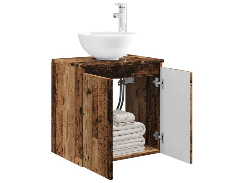  Vanité de lavabo mural, meuble de rangement bois ancien 49.5x35x63 cm  - Conforama C