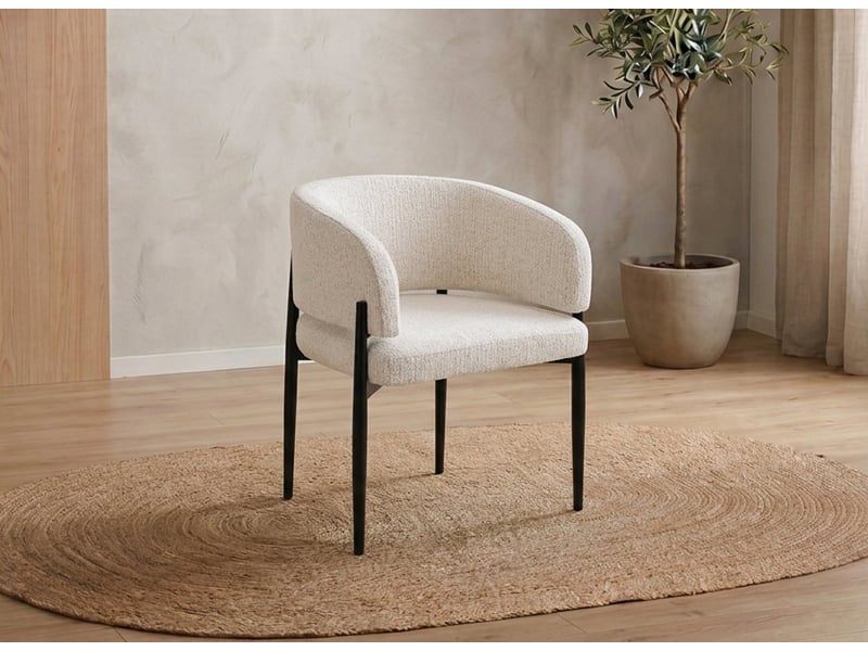  Lot de 2 chaises en velours tissé écru pieds en métal noir diana A4041-ECR-NOI - Conforama C