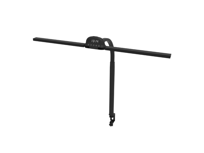 Lampe de bureau double tête avec pince horloge alarme rappel de position assise prolongée avec télécommande - Conforama A