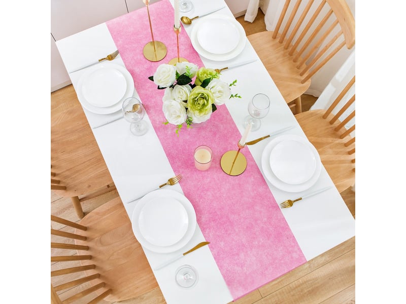 Rouleau de chemin de table en non-tissé - 25m de long et 30 cm de large - rose - Conforama B