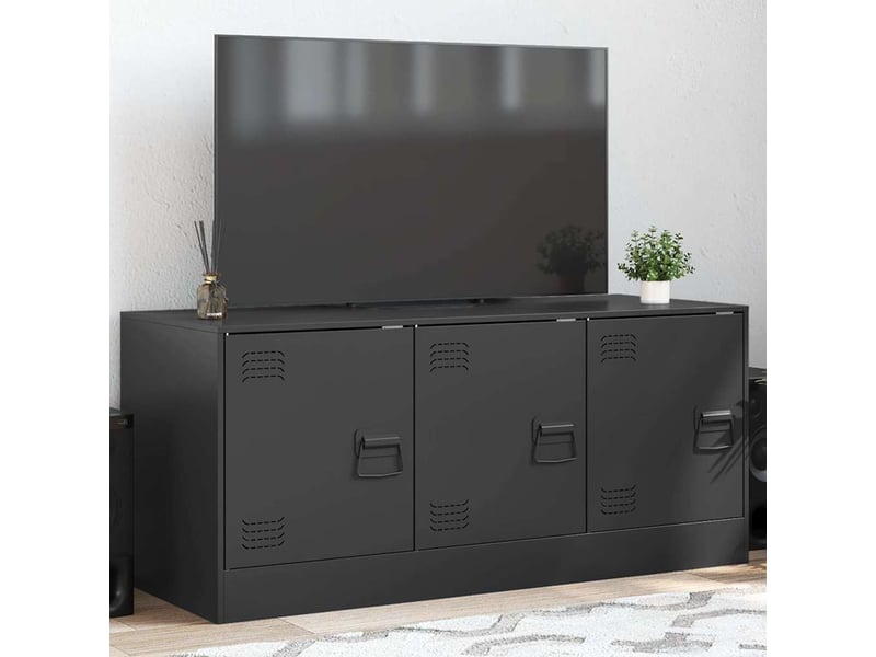  Meuble tv - banc tv - meuble de rangement noir 99x39x44 cm acier  - Conforama B