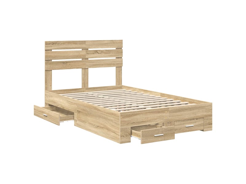  Lit double- lit adulte -  cadre de lit chêne sonoma 120 x 200 cm bois d'ingénierie  - Conforama D