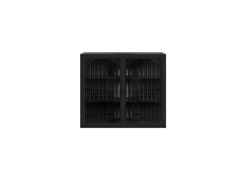  Armoire murale moderne en verre - 70x23x60 cm - noir - métal et verre trempé - deux portes - rangement à trois niveaux  - Conforama D