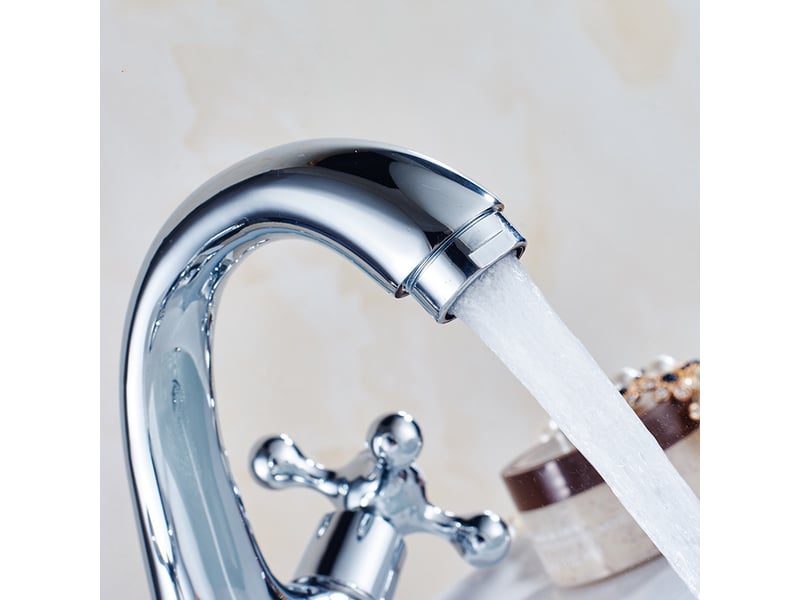  Robinet lavabo rétro mitigeur vintage pour salle de bains, finition chromée argentée PB502356 - Conforama E