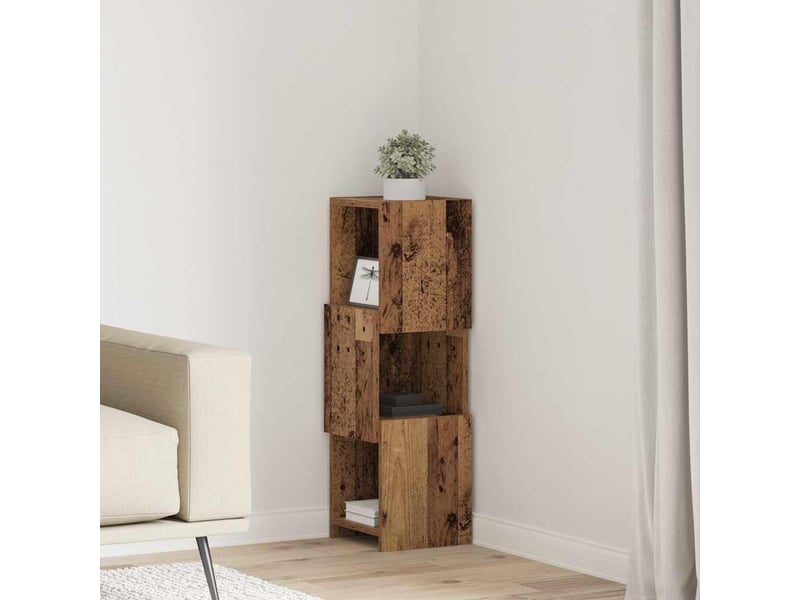  Meuble d'angle, meuble de rangement salon 25,5x25x80cm bois d'ingénierie bois ancien  - Conforama B
