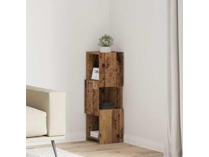 Meuble d'angle, meuble de rangement salon 25,5x25x80cm bois d'ingénierie bois ancien