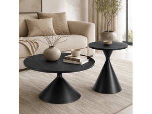 Table basse rond(e) coloris noir WISHDOR  - 70 cmx50 cm