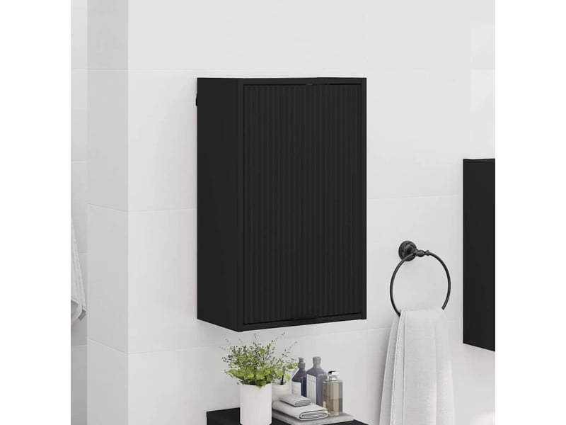  Cabinet salle de bain mural, meuble de rangement noir 39x23.5x65 cm  - Conforama D