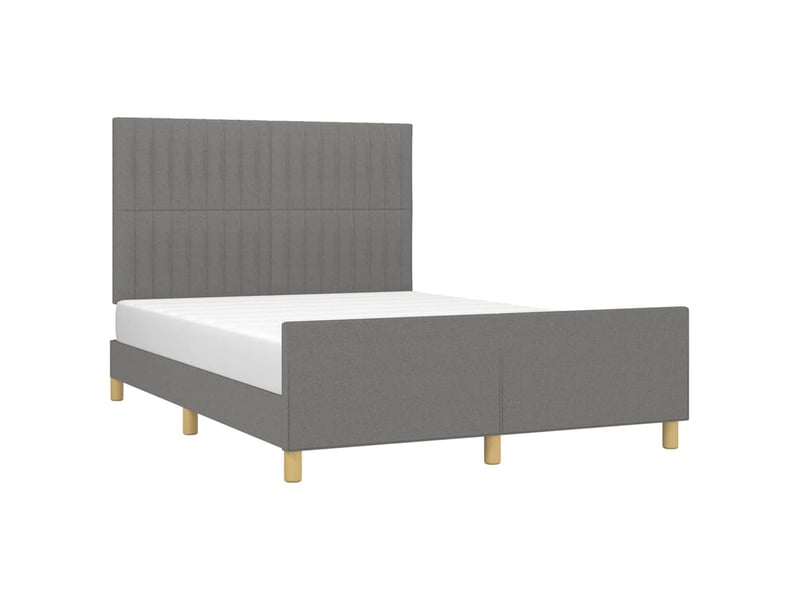  Lit double- lit adulte -  cadre de lit sans matelas gris foncé 140x190 cm tissu  - Conforama B