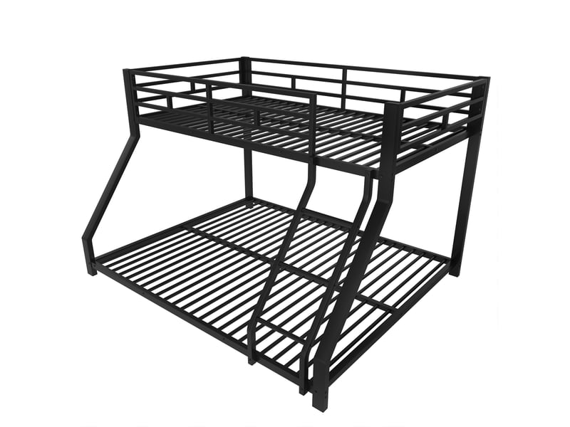  Lit superposé enfant 90x200 et 140x200 cm noir en métal, avec échelle, barrières et certification en747  - Conforama D