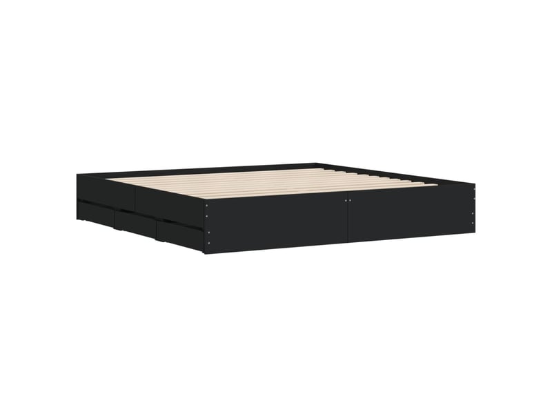 Lit double- lit adulte -  cadre de lit avec tiroirs sans matelas noir 200x200 cm  - Conforama C