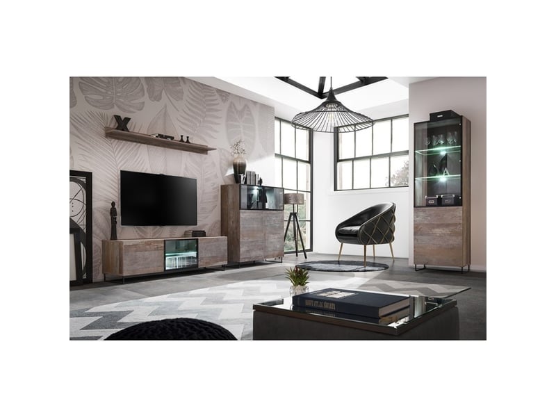  Ensemble meubles de salon kan composé de trois meubles et d'une étagère de style industriel.  - Conforama C