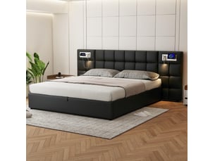 Lit coffre 180x200 avec usb, recharge sans fil et lampe cravdom
