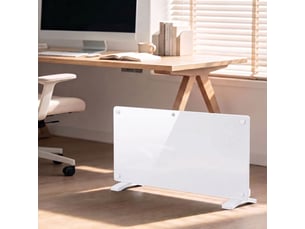 Radiateur à convection 2000w mural autoportant - affichage led, timer 24h, thermostat, télécommande - verre blanc