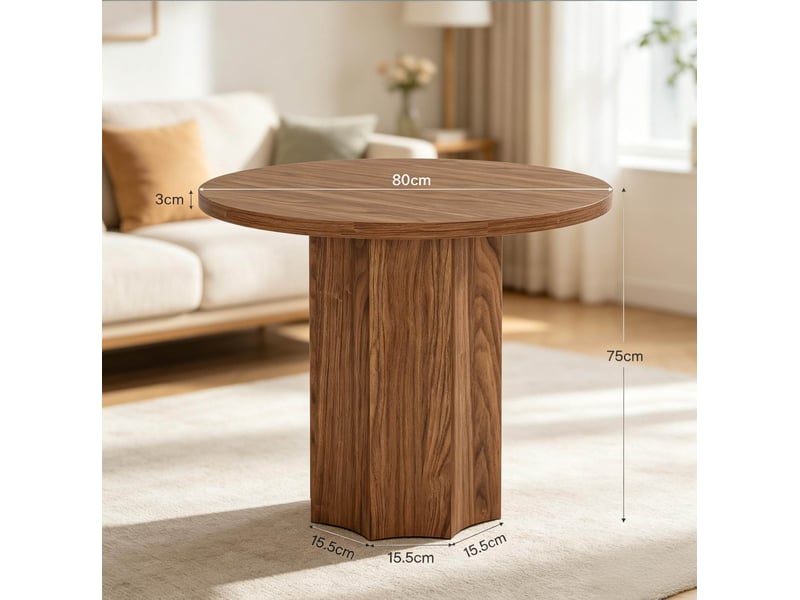 Table ronde 80x80x75 cm plateau 3 cm mdf marron  - Conforama C