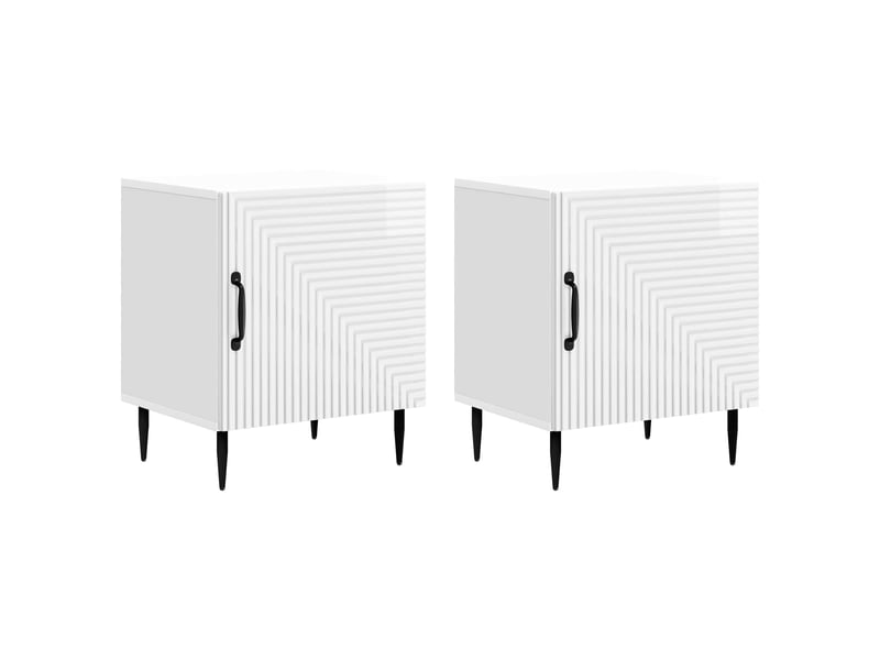  Vidaxl table chevet blanc brillant 2 portes métal meuble rangement 43x34.5x50cm salon chambre  - Conforama A