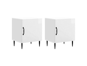 Vidaxl table chevet blanc brillant 2 portes métal meuble rangement 43x34.5x50cm salon chambre