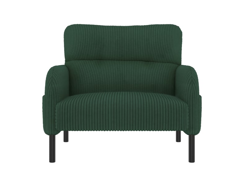  Fauteuil en velours côtelé emerald avec poches latérales et pieds en métal  - Conforama A
