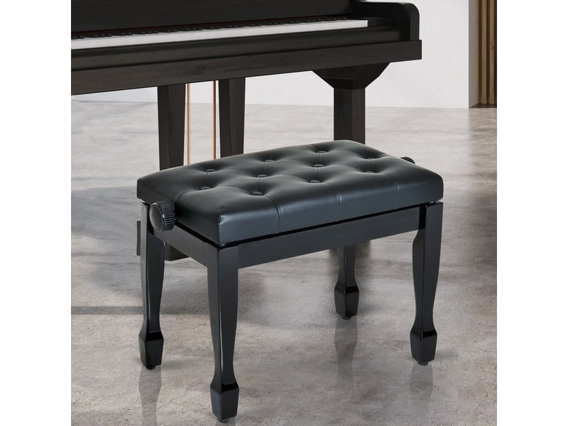  Banc de piano, banc de clavier réglable en hauteur en bois massif, tabouret piano avec siège rembourré polyuréthane à 10 boutons, stable et antidérapant, noir, charge 200kg  - Conforama D