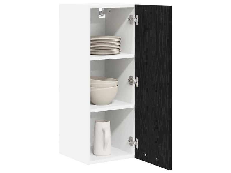  Meuble de rangement cuisine, armoire suspendue chêne noir et blanc 30x31x80cm  - Conforama C