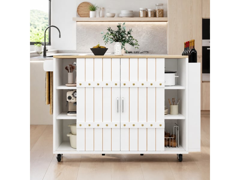 Desserte de cuisine blanche 110x42x90 cm en mdf avec plateau rabattable - Conforama B
