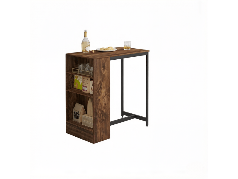  Table bar 91x49x91 cm avec rangements panneau de particules métal marron rustique noir  - Conforama B