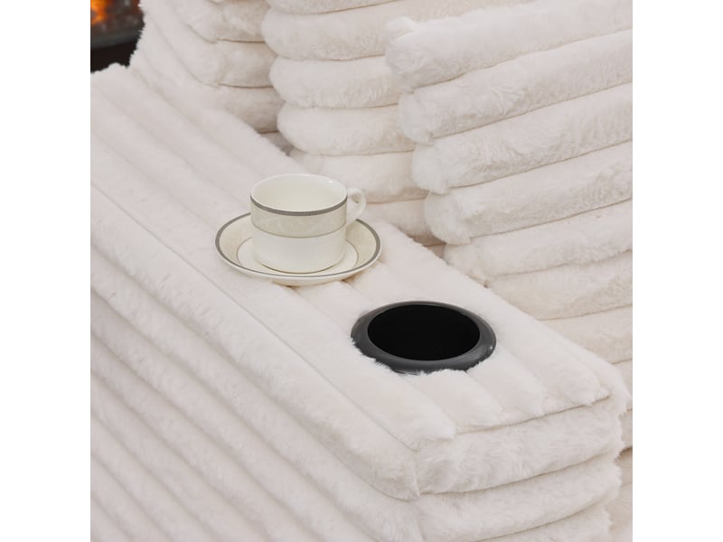  Canapé 2 places en fausse fourrure blanche avec porte-gobelets et tiroir intégré sous l'assise  - Conforama W