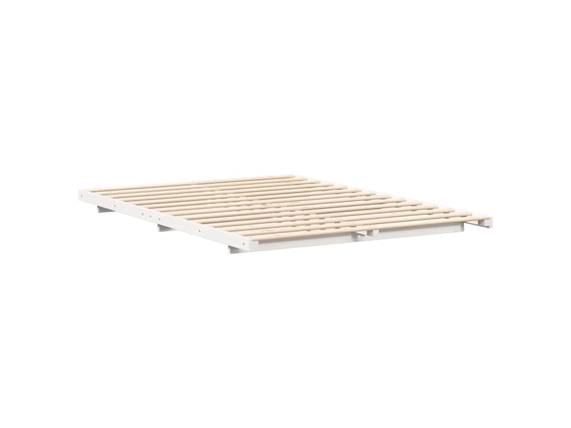  Lit double- lit adulte -  cadre de lit blanc 150 x 200 cm pin massif  - Conforama C