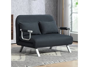 Canapé droit convertible 2 places Tissu noir