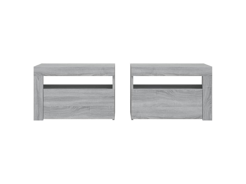  Lot de 2 tables de chevet - cabinet de chevet - table de nuit avec led sonoma gris 60x35x40 cm  - Conforama C